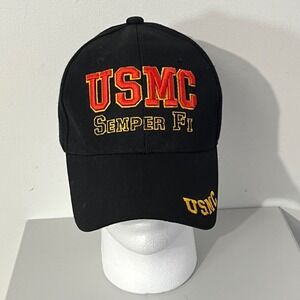 Unbranded USMC Hat Mens OSFA Black Semper Fi Embroidered Baseball Cap